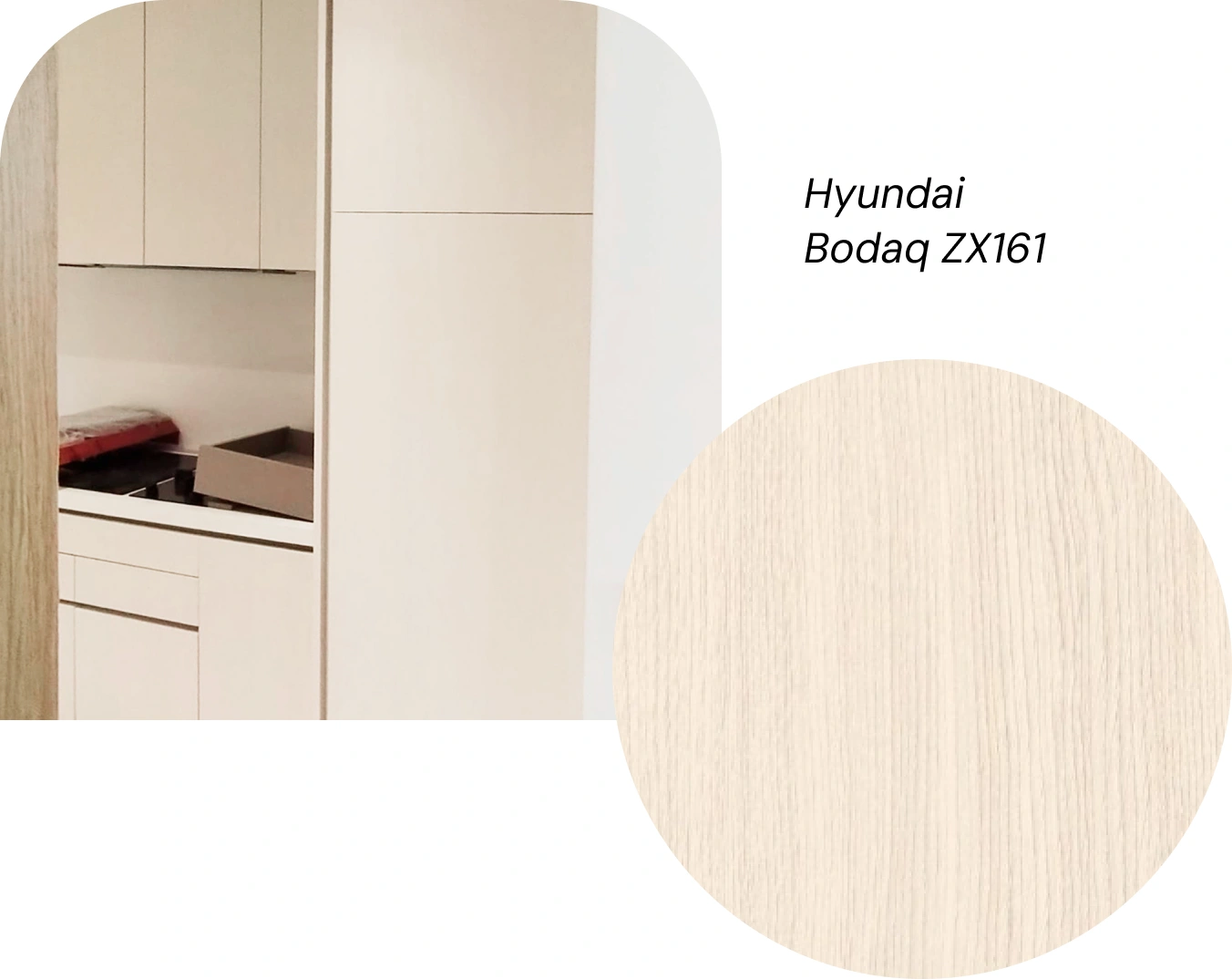 Minimalist Kitchen with wood Laminate